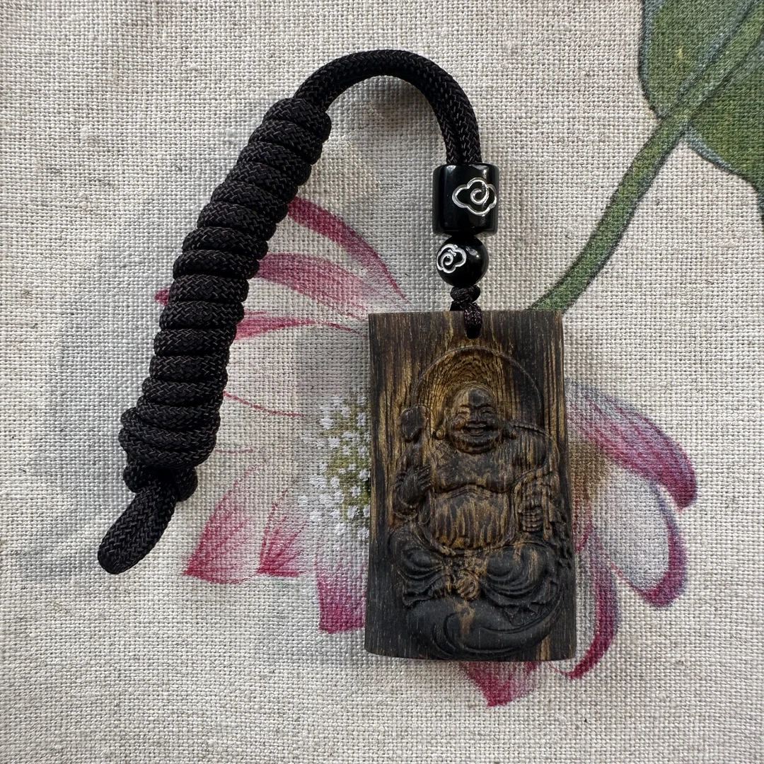 灵吉 沉香奇楠沉香弥勒佛无事牌吊坠 仅一条