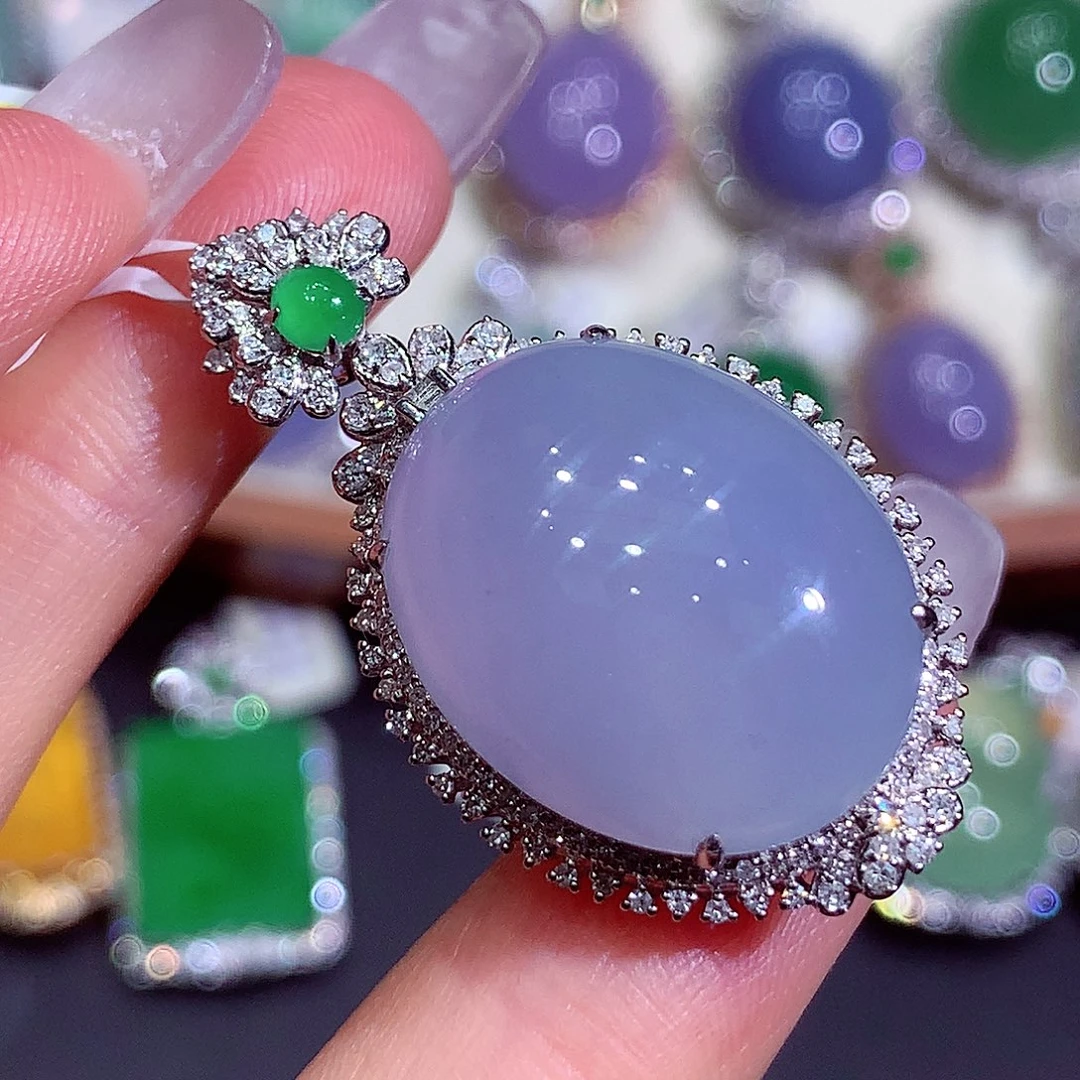 翡翠18K金镶嵌吊坠(不含链)