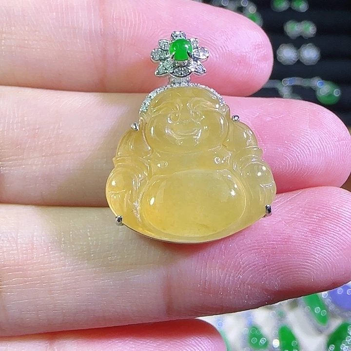 翡翠18K金镶嵌吊坠(不含链)