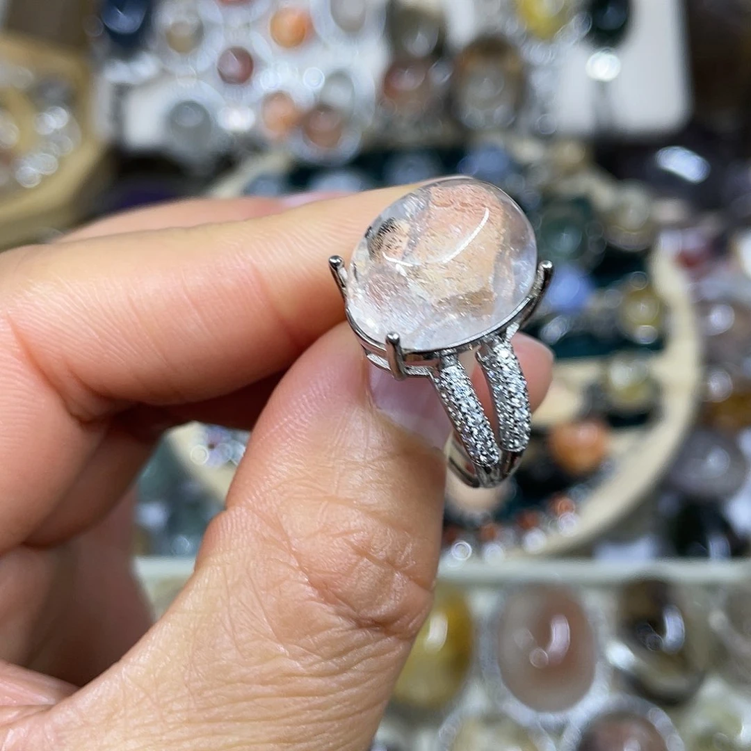 【闪购商品】银S925镶嵌珠宝半成品水晶戒指