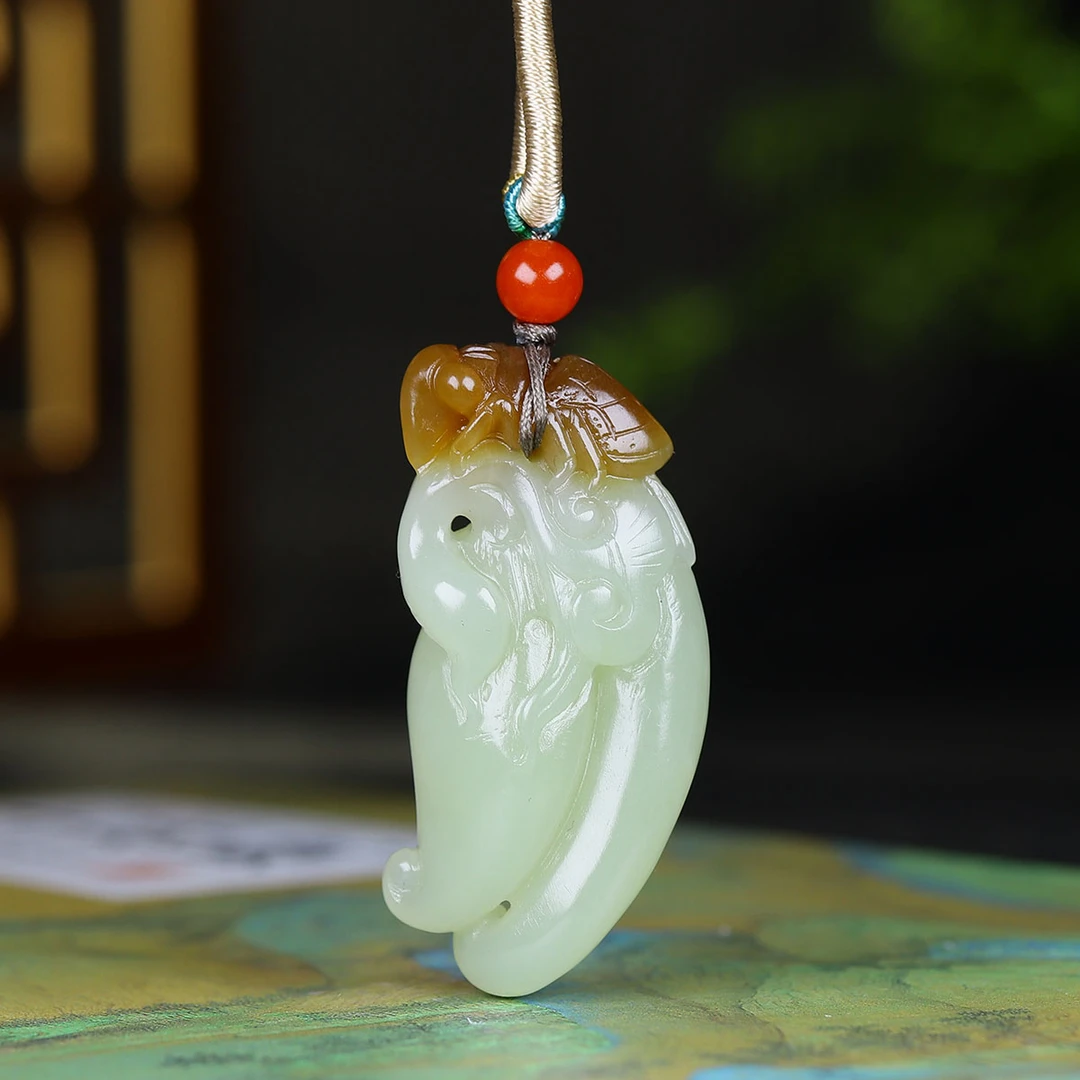 1120118和田玉糖白玉金榜题名挂件