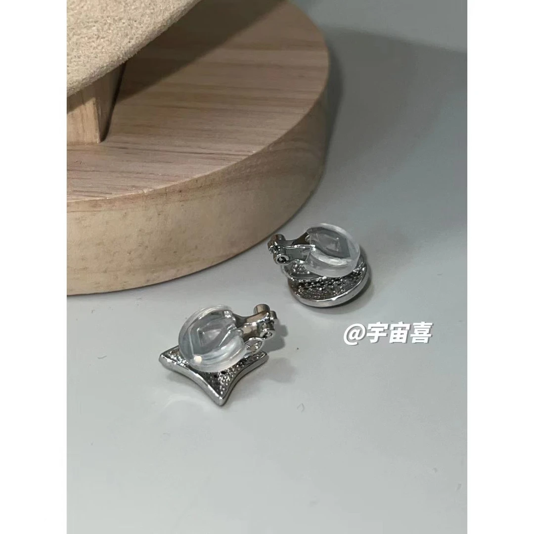 铜合金合成锆石耳饰 【尖花圆花花子耳夹耳骨夹】A4-030