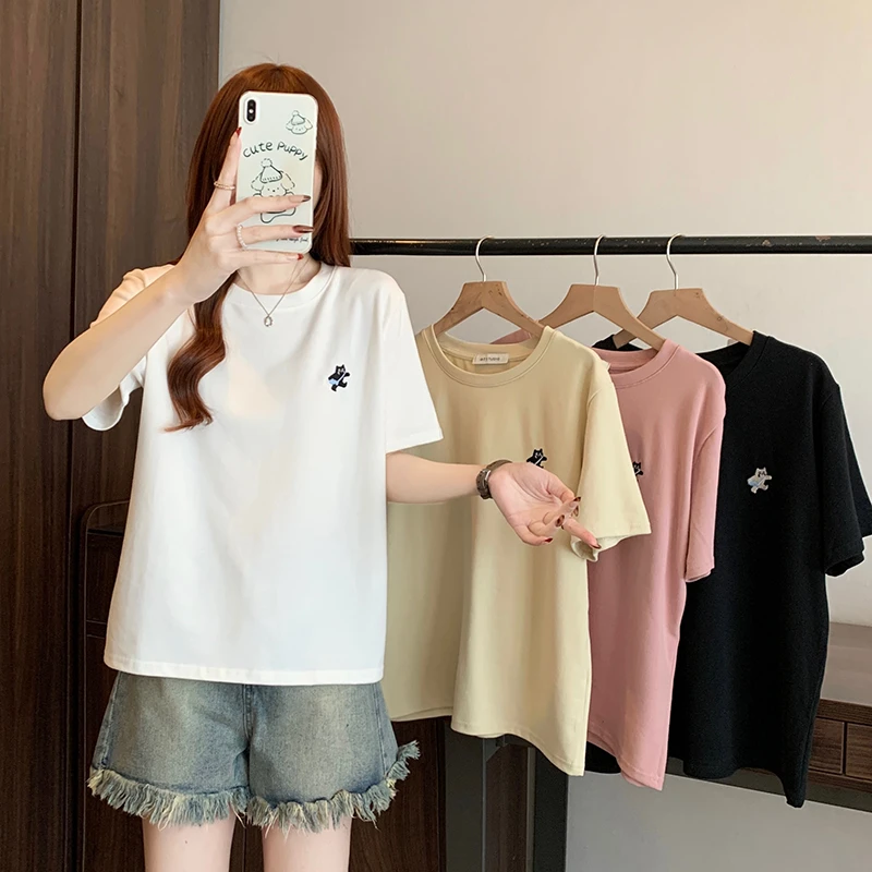 2025夏装新款女卡通猫咪便当印花短袖T恤上衣33525