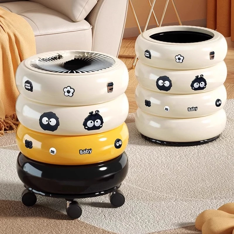 XINGYOU/星优甜甜圈带轮垃圾桶家用轻奢高档带盖ins风可移动纸篓