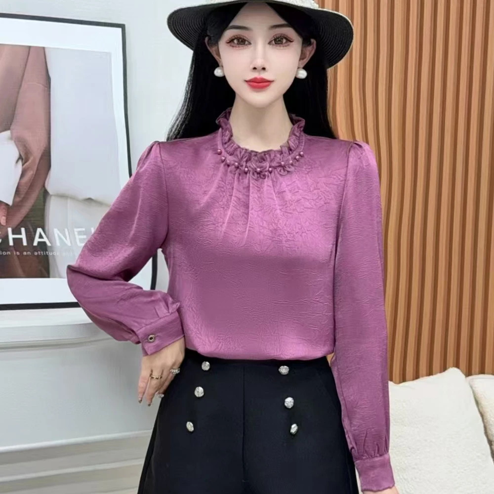 新款时尚设计感上衣小众百搭洋气衬衣女宽松遮肉舒适显瘦长袖衬衫