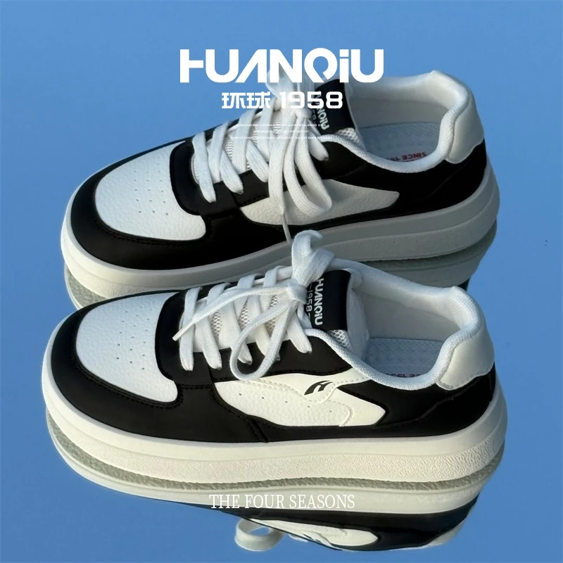 环球厚底板鞋女2025新款秋季百搭学生时尚小众高级感多巴胺休闲鞋