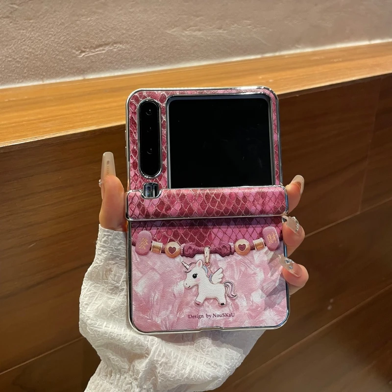 适用华为purax手机壳典藏版电镀连体蛇皮独角兽pocket2外壳潮流壳