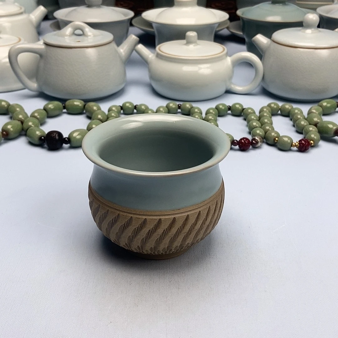 杯仿古重工跳刀卢施杯原矿原釉原产地
