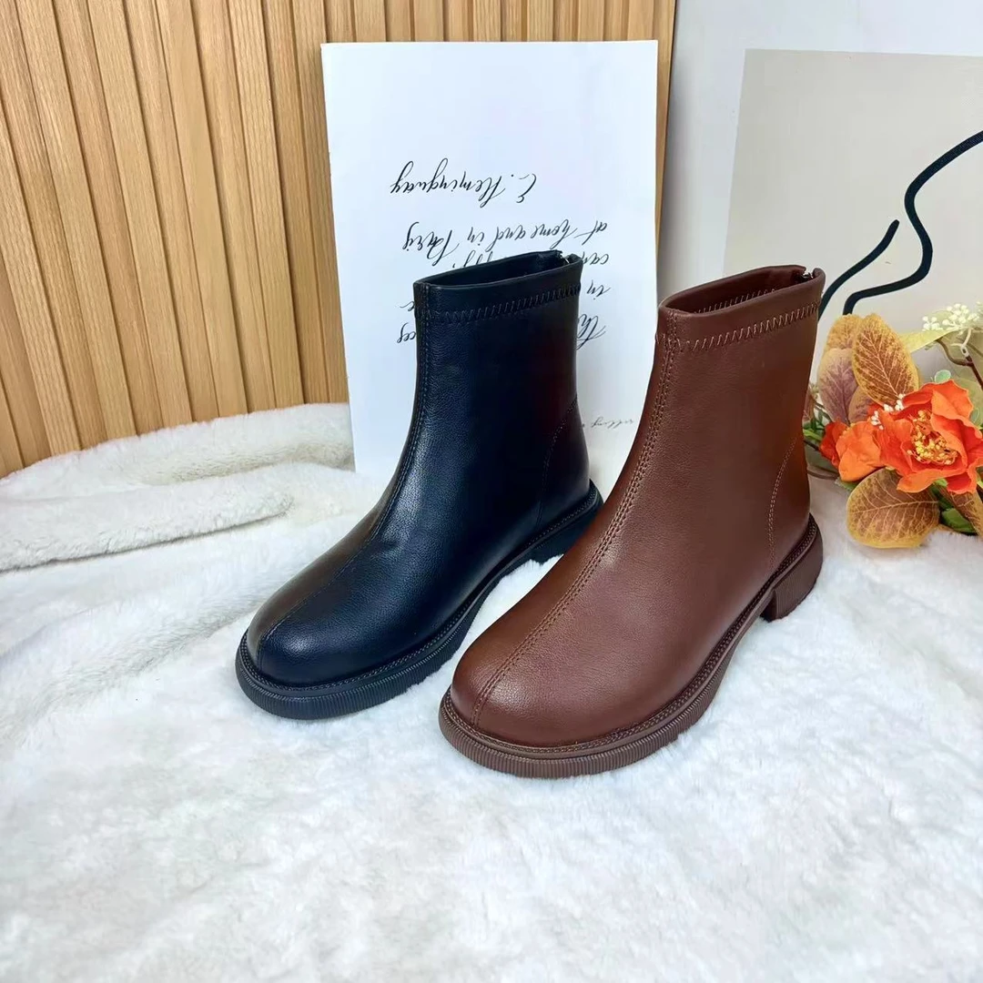【品牌力荐】女2026秋冬新款法式英伦风马丁靴切尔西加绒瘦瘦靴9917