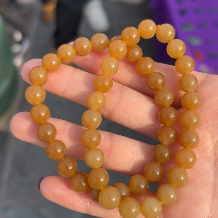 和田玉手串未镶嵌卡8