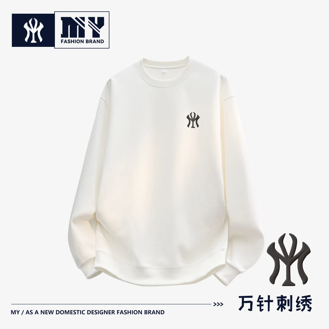 【MY正品】潮流刺绣打底卫衣男女同款秋季宽松休闲百搭长袖圆领卫衣