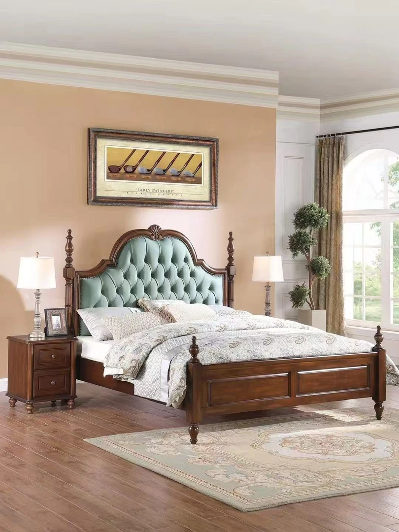 美式双人床1.5米1.8米实木床欧式法式婚床设计轻奢大床