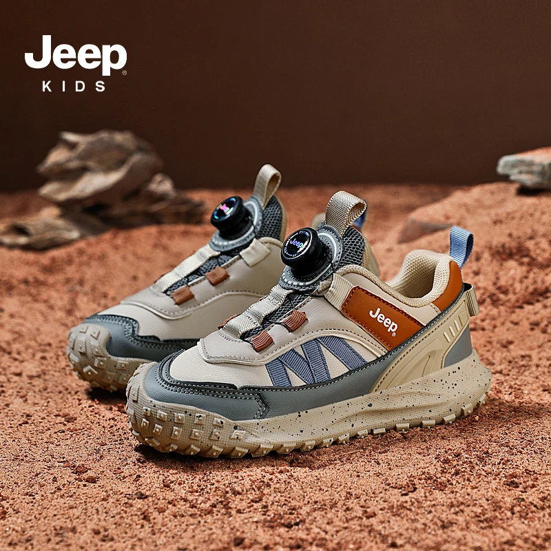 jeep吉普童鞋男童网鞋2025春秋新款网面透气中大童防水男童运动鞋