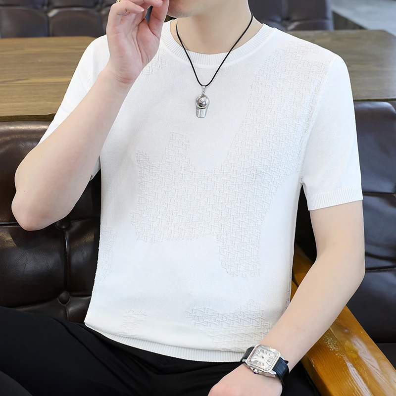 【高品质 冰麻T恤】夏季新款冰麻短袖针织衫潮流百搭圆领M309 A