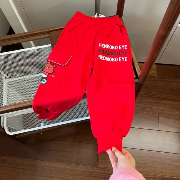 【编号R564】M889318-02-儿童卡通休闲卫裤红色-GMF