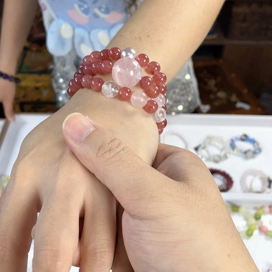 水晶手链银S925镀金镶嵌