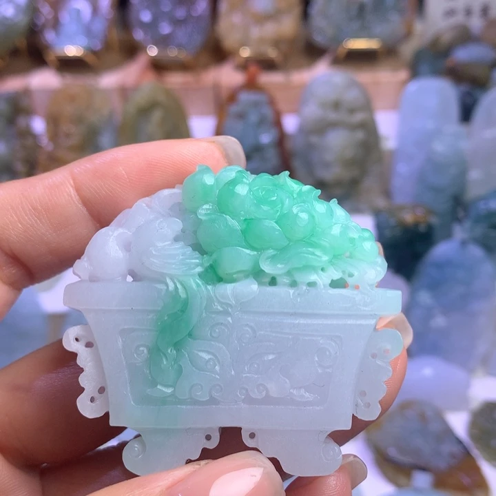 未镶嵌定制翡翠北*花盆