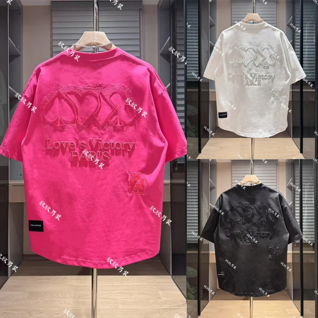 百棉纯棉全刺绣燕尾时尚男士休闲短袖