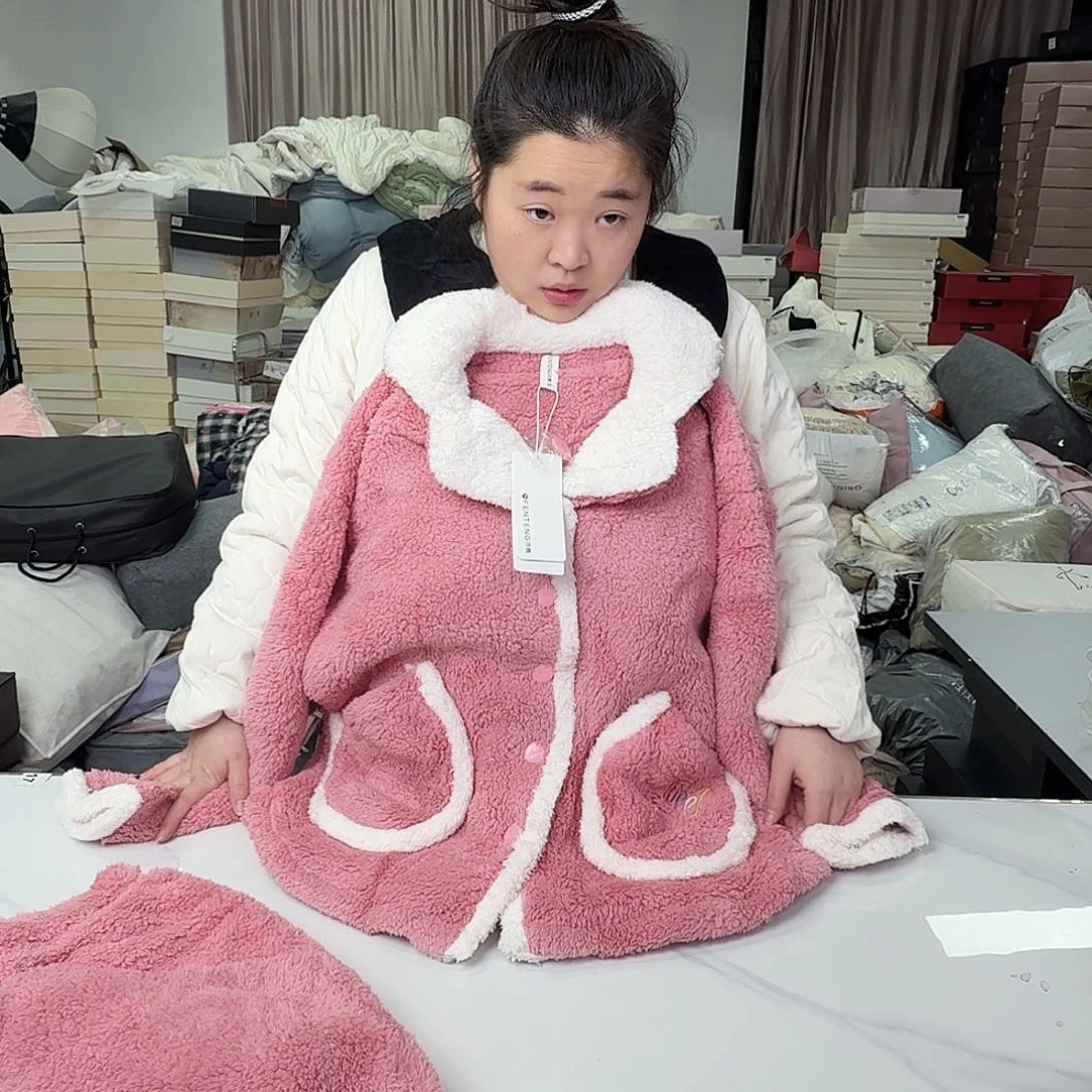 棉580睡衣粉色一套XL