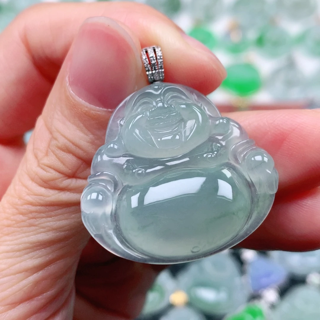 翡翠吊坠(不含链)18K金镶嵌