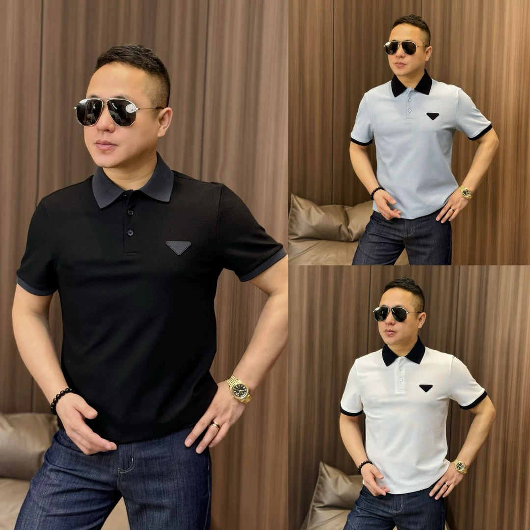 孙先生｜爵派尔桑蚕丝羊绒混纺夏季翻领半袖男款撞色Polo衫半袖952