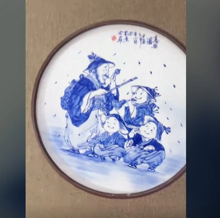 景德镇国营好瓷推荐官吴小琴青花人物画片瓷板画013