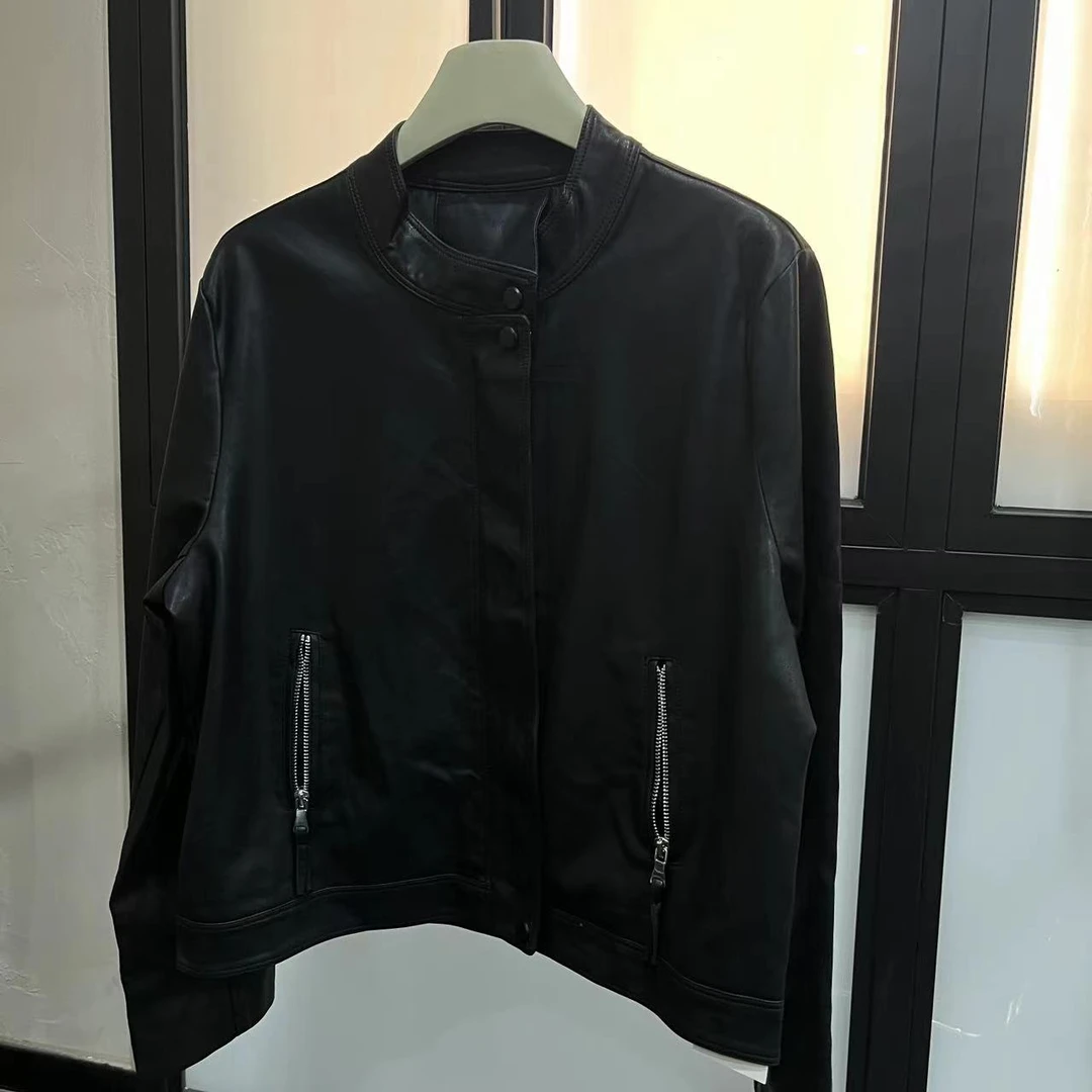 【 雨•美 推荐 】8617黑色百搭拉链皮衣外套