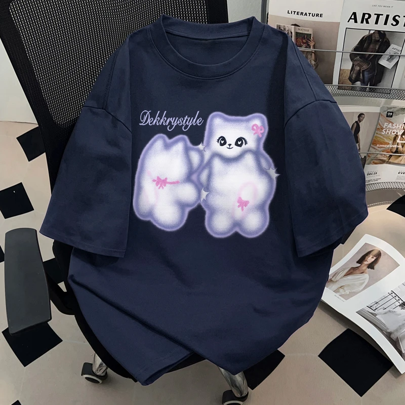 Dekkry潮牌街头纯棉短袖T恤创意卡通男女款透气小众风格重磅上衣