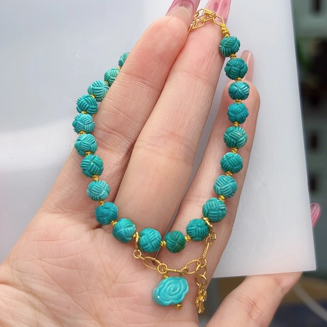 绿松石珠宝奇石18K金镶嵌