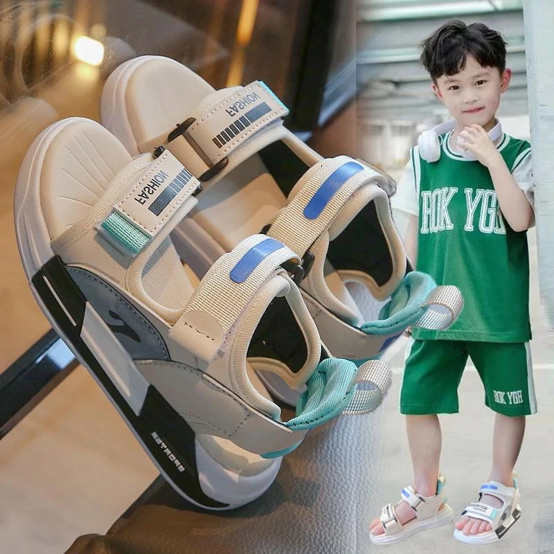 FAVMARTHA男童真皮凉鞋2025年夏季新款儿童凉鞋中大童韩版休闲男