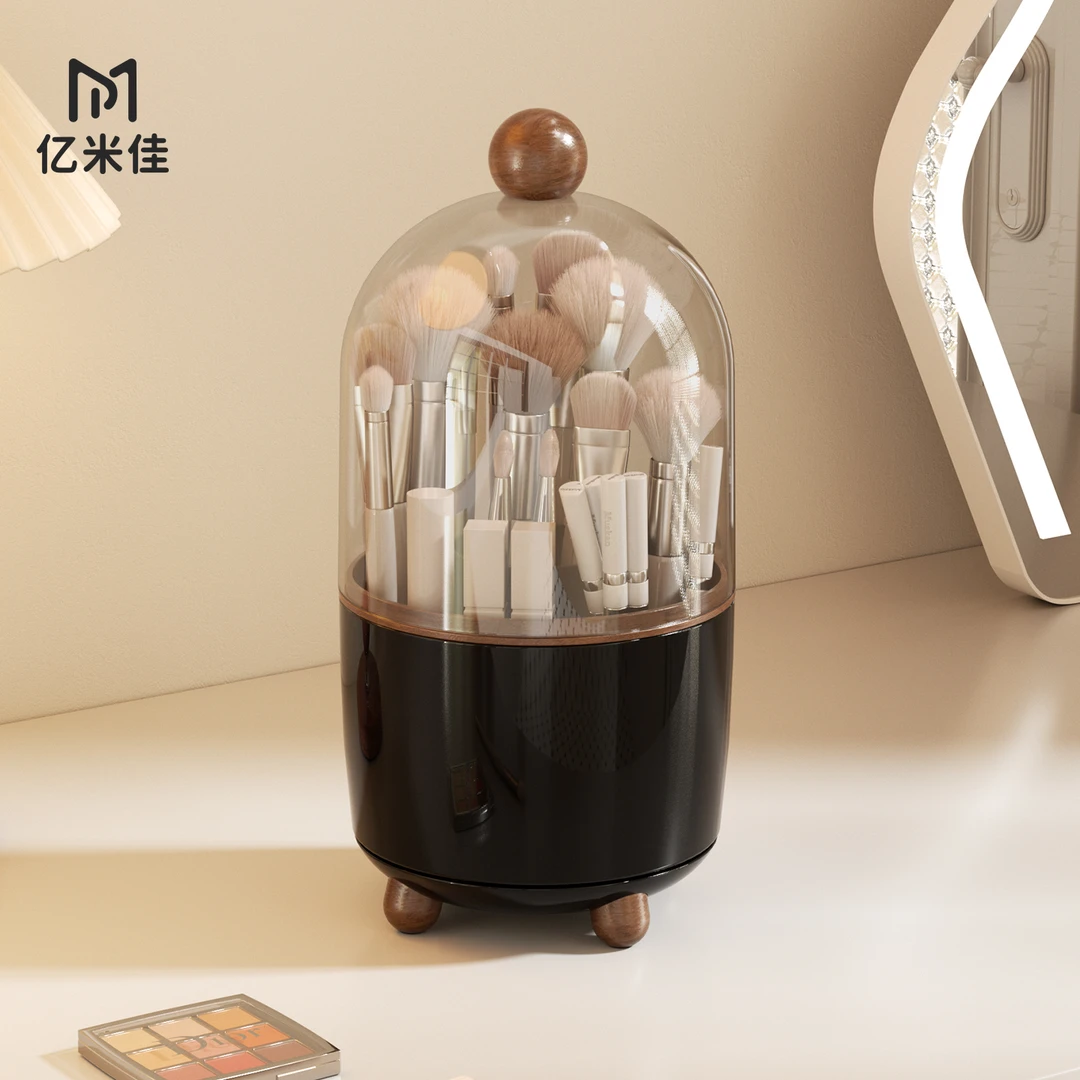中古风化妆刷收纳盒转筒桌面防尘大容量梳妆台眼影刷子口红置物架