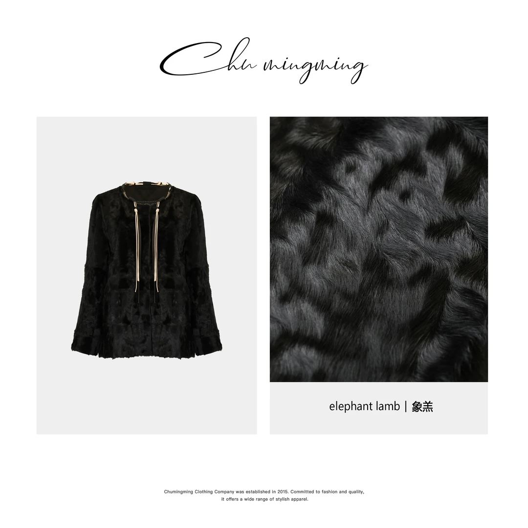 【CHU/2024SSNEW】原创设计《暖阳》水波纹羊毛皮外套BC01002