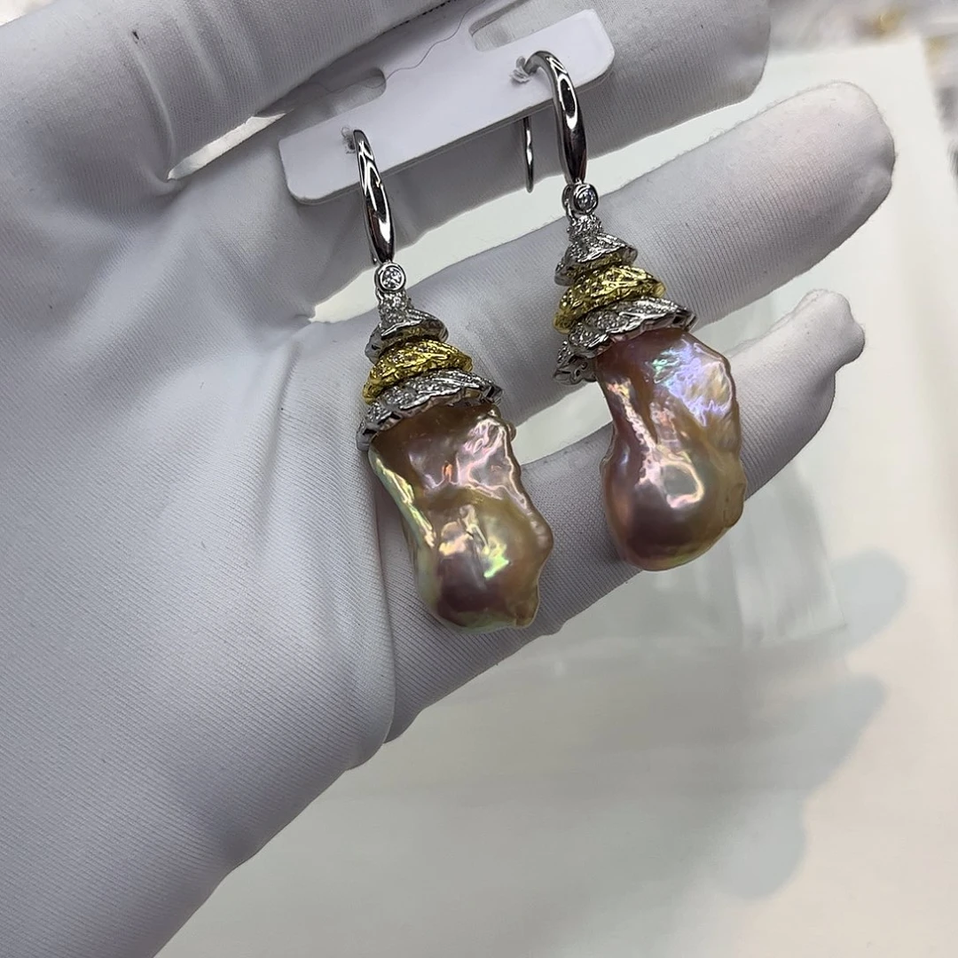 淡水珍珠合金耳饰