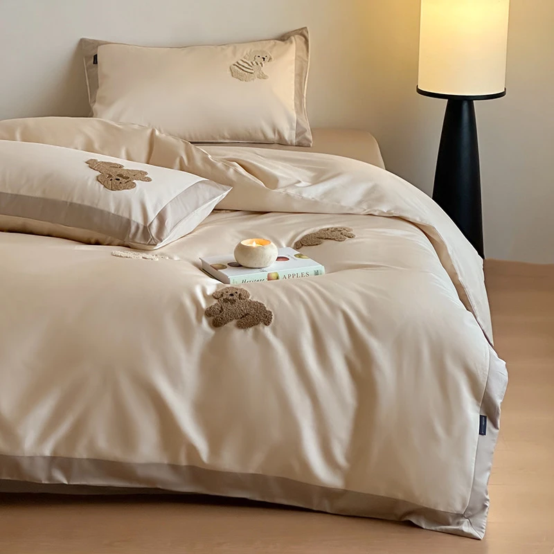 小温暖 小狗杰瑞 全棉贡缎100支四件套 小清新卡通品质四件套