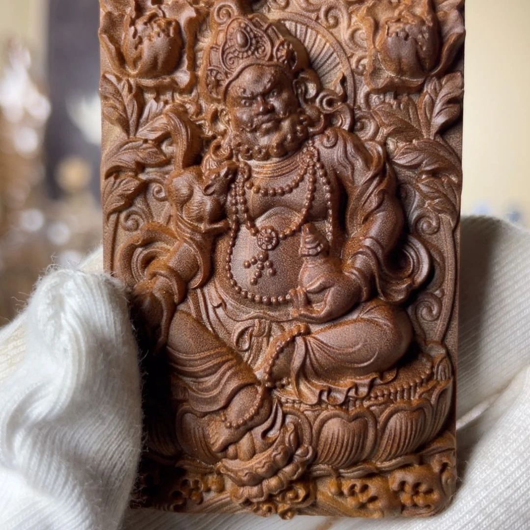 檀香木吊坠江*溪老山檀香老料横纹黄财神