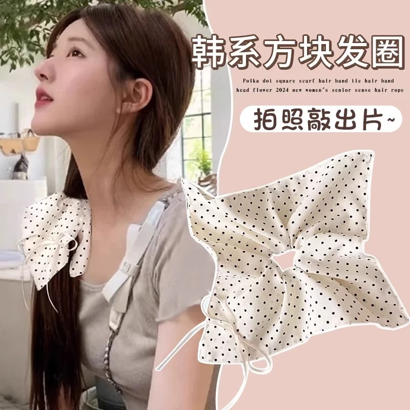 波点方圆巾发圈方形头绳大肠发圈女高级感韩系2025新款发绳夏天饰