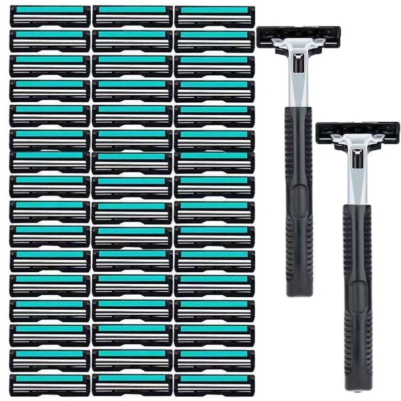 刀片剃须刀手动刮胡子刀2层刀片男胡须刀刮毛刮脸刀通用老式刀架