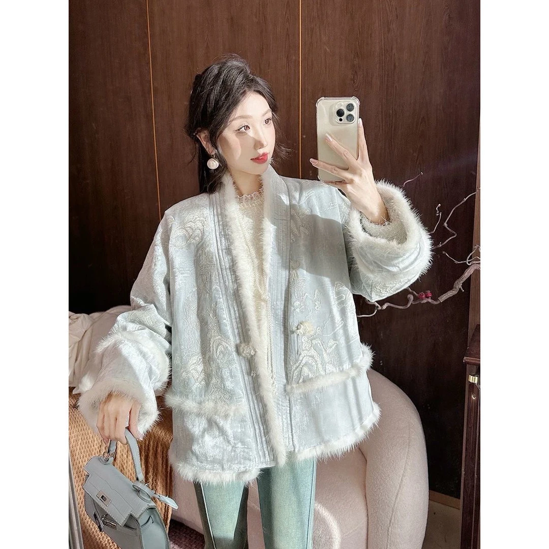 【大喜】冬上新气质优雅刺绣丝绒保暖羽 绒外套  154312#  RW