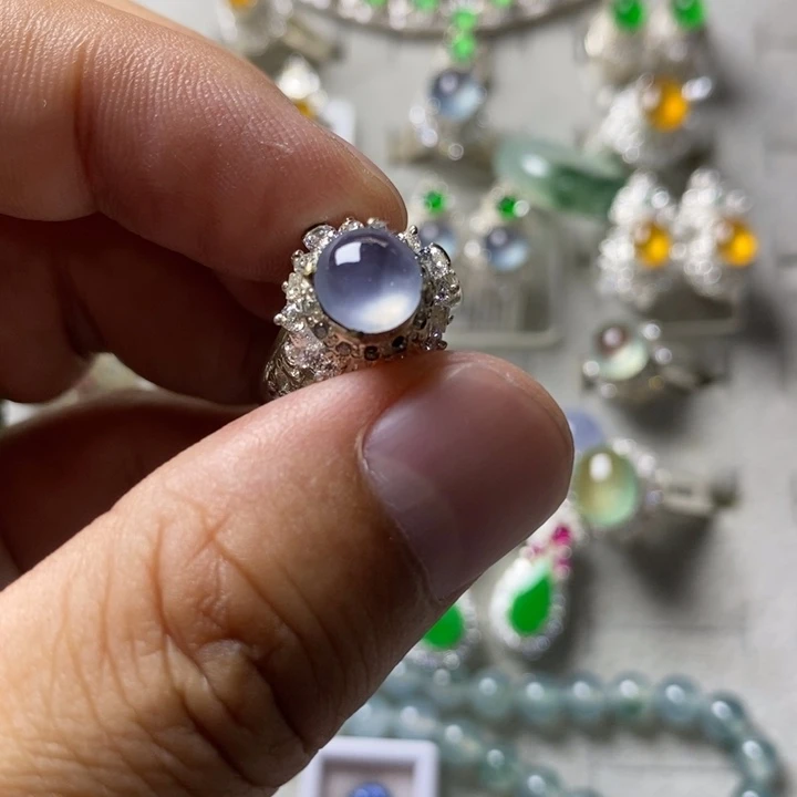 定制翡翠未镶嵌高冰紫7.5mm