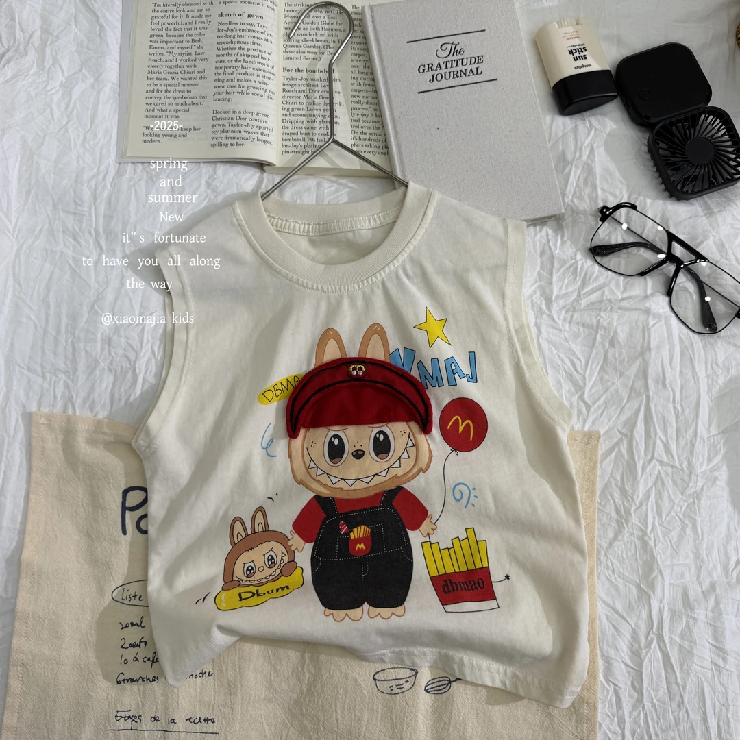 现货-儿童夏季无袖薄款圆领背心D-6230欧若风穿搭宽松男童女童