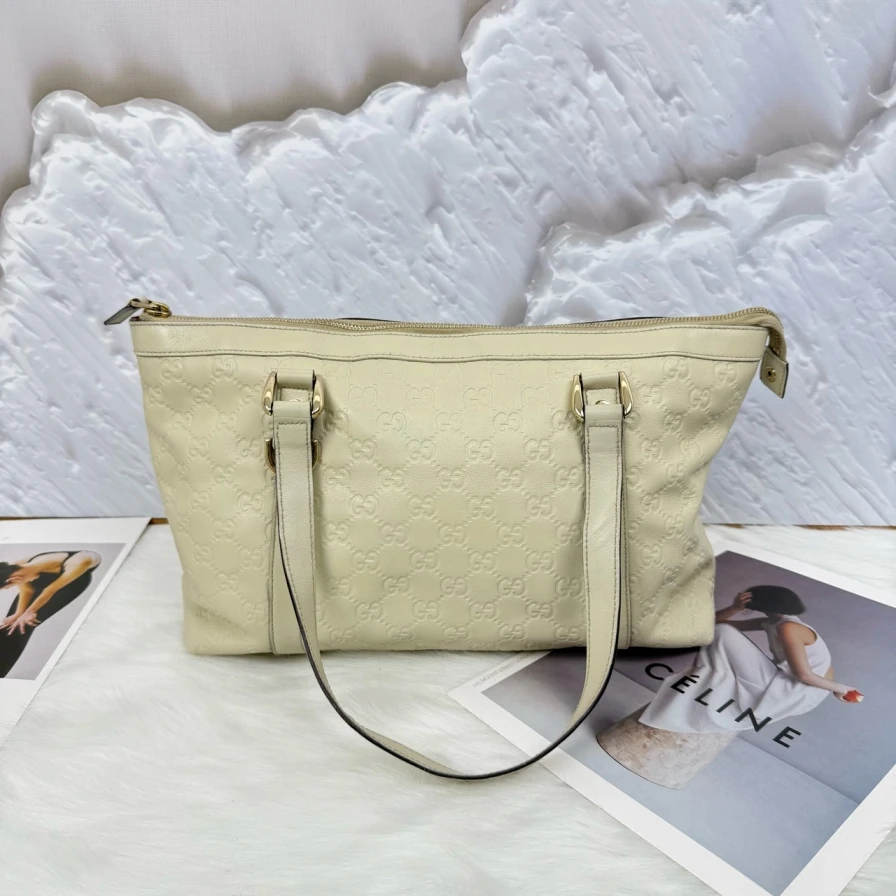 95新 GUCCI/古驰 1033 4153 古驰白色全皮托特