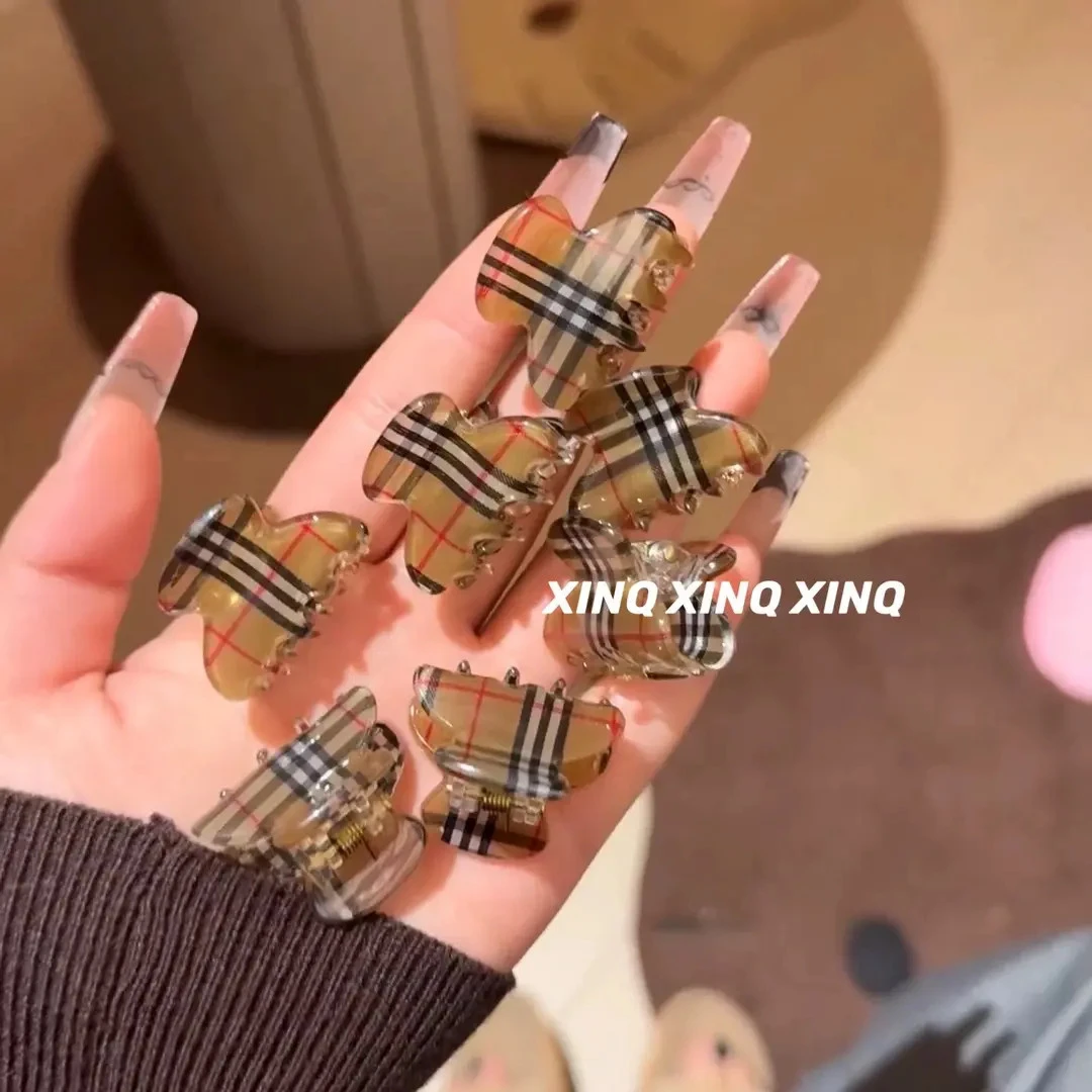 韩剧女主古早格子小抓夹刘海糖果后脑勺小抓夹发卡百搭头饰简约