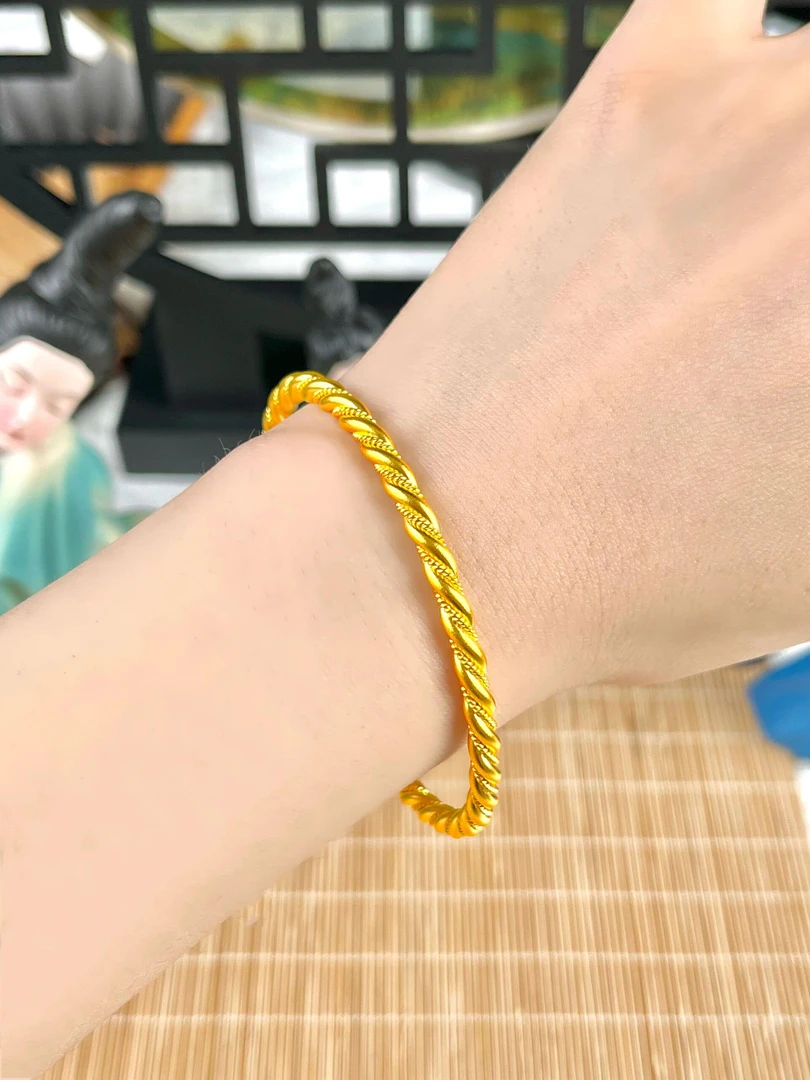 足银手镯 【古法麻花手镯】气质时尚百搭磨砂传承实心经典