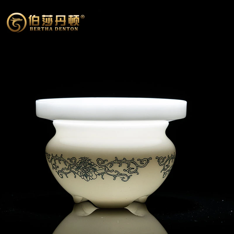 BERTHA DENTON冰种玉瓷茶漏组德化中国白全瓷细密过滤三足炉