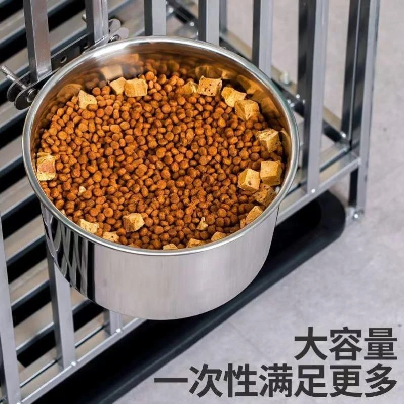 不锈钢狗盆狗碗防打翻大型犬悬挂式食盆喝水碗猫盆固定挂笼宠物碗