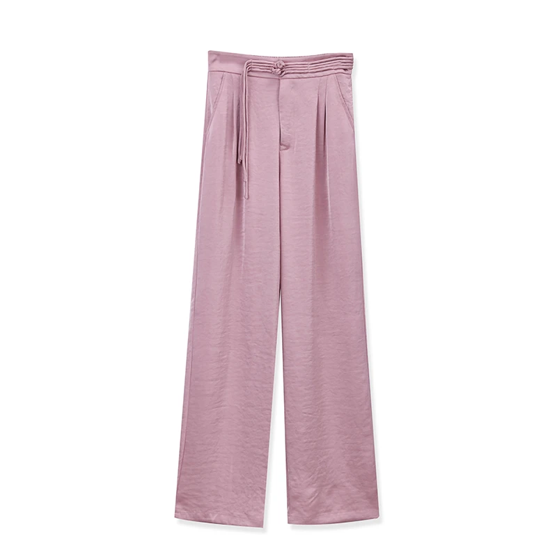 【房房工厂店】 F2676春季新款垂感直筒裤新中式盘扣松紧腰直筒裤