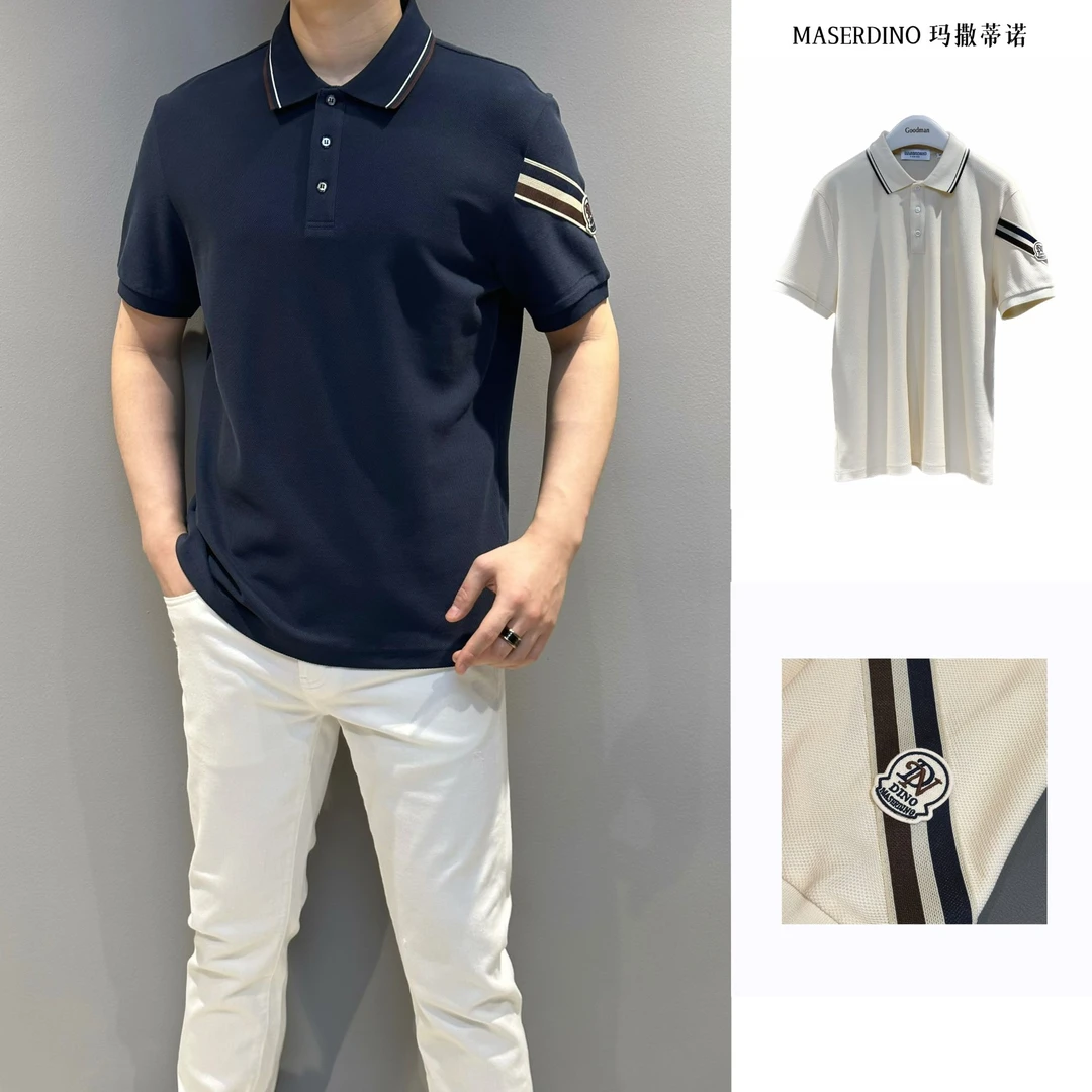 50166 玛撒蒂诺/25夏季新款男士高品质珠地面料皮马棉短袖Polo衫