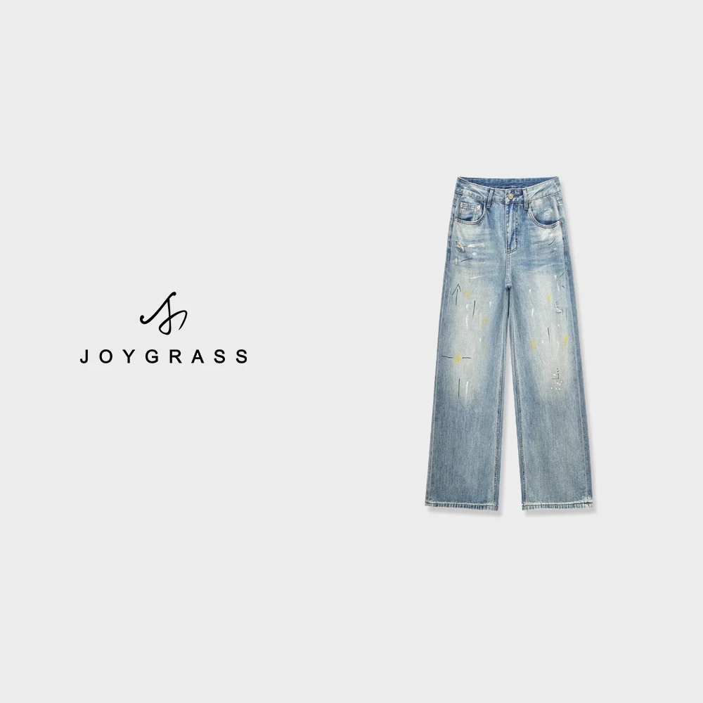 Astra闪闪|“小马裤”JOYGRASS街头风直筒牛仔裤K-05700