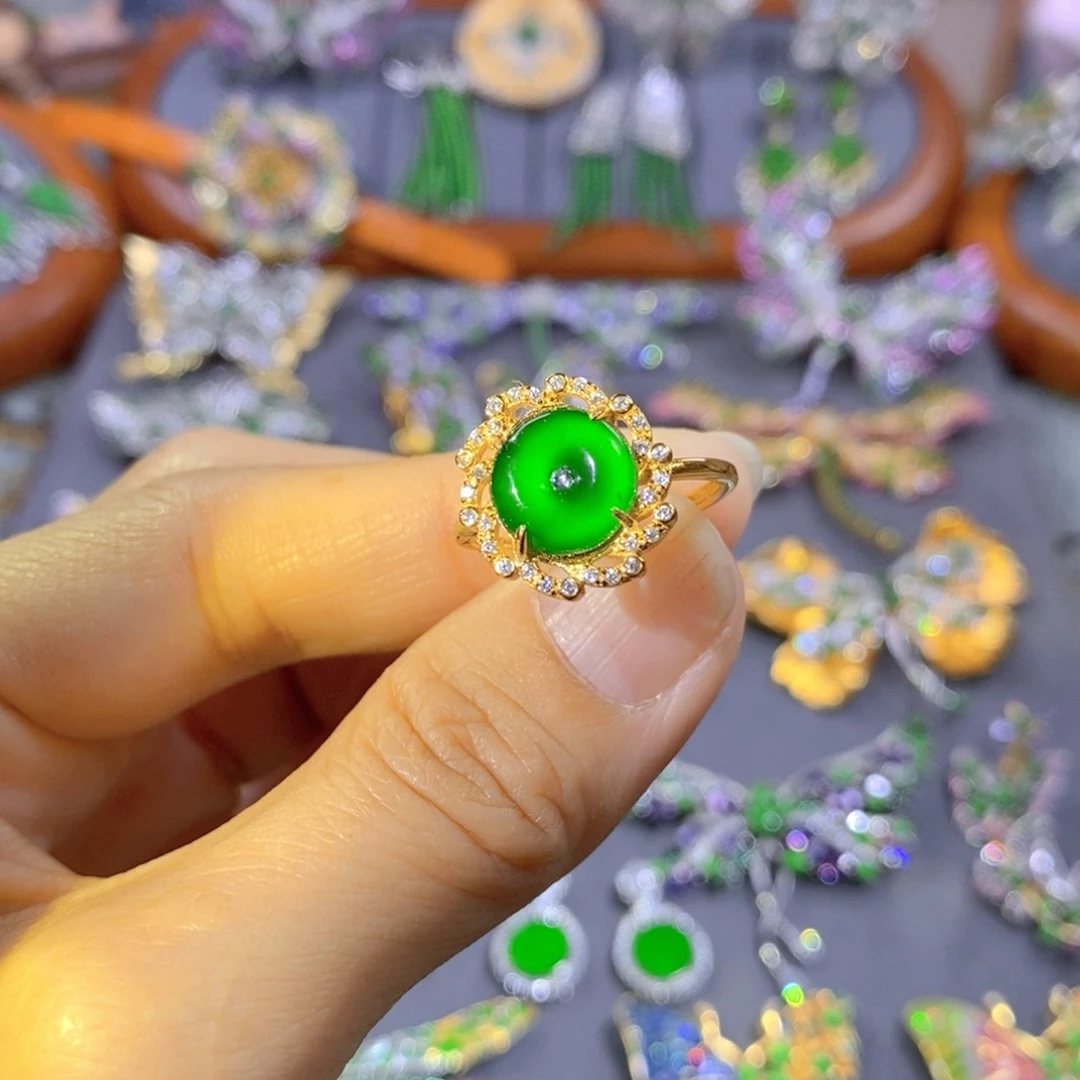 颈饰银S925镶嵌翡翠