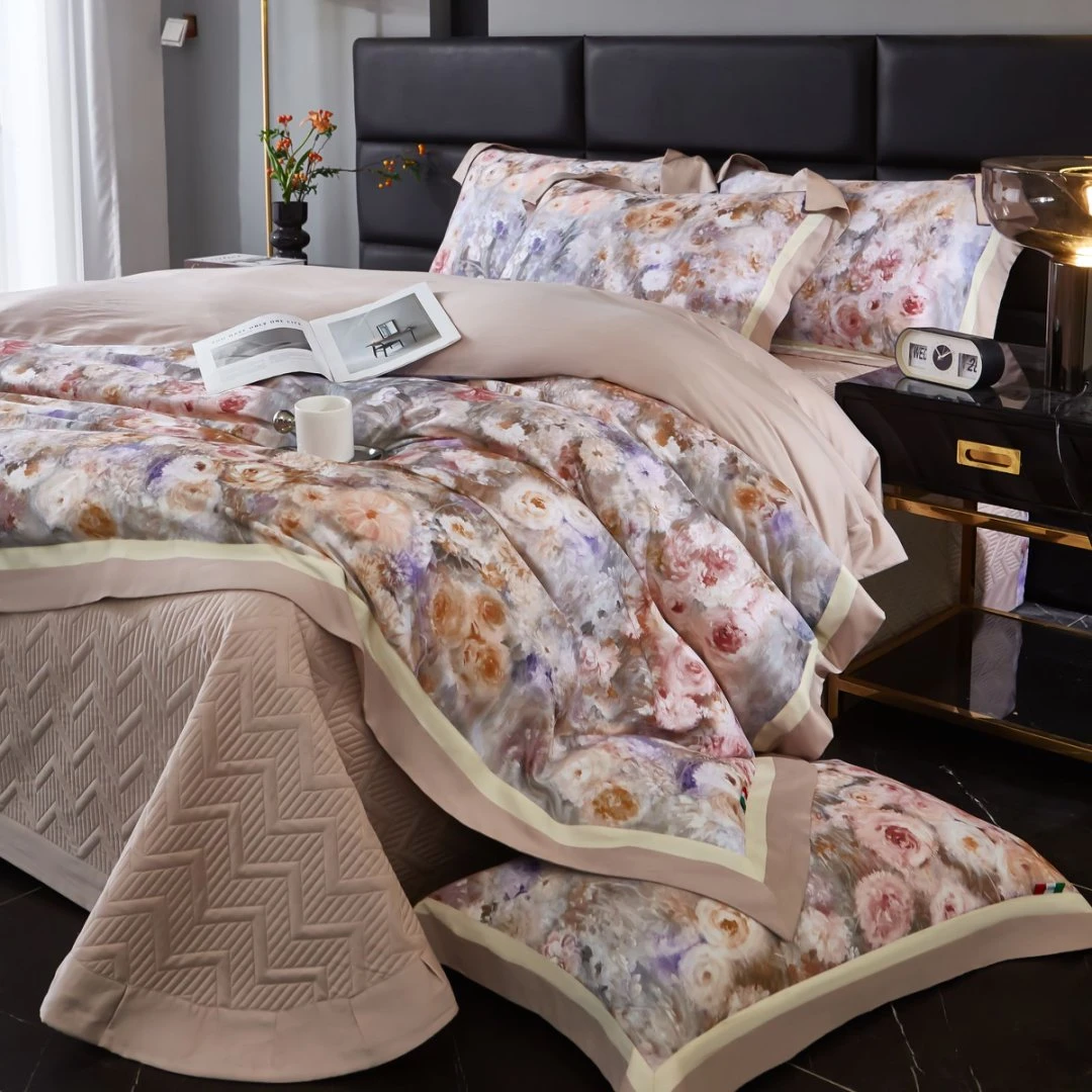 老宋精选-超细旦天丝棉【仲夏庄园】设计师手绘油画风 四件套-1576